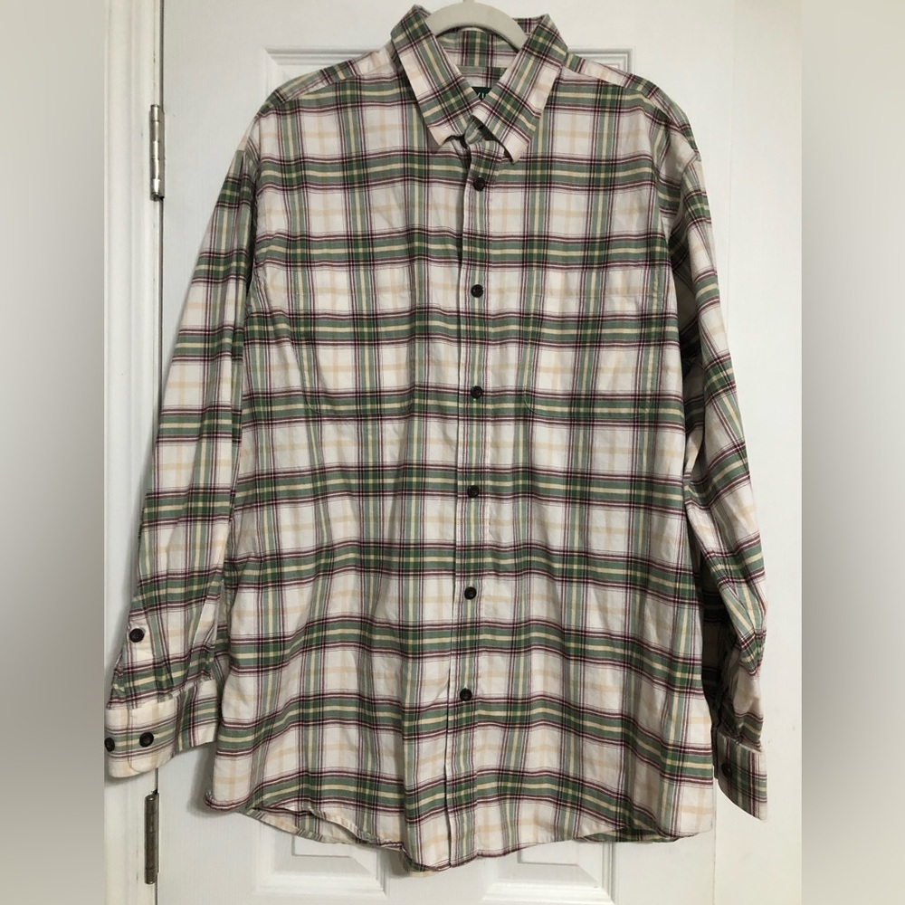 Orvis plaid red green button down shirt men’s size XL‎ cotton holiday